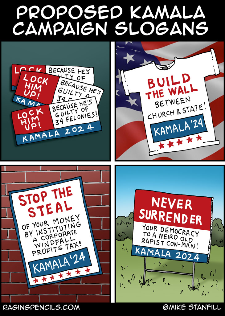 The progressive comic about Kamala campaign slogans.